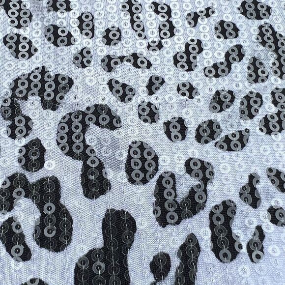 **** Cache Black Sequin Sleeveless Cheetah Print Ruched Dress (P) - Picture 6 of 12